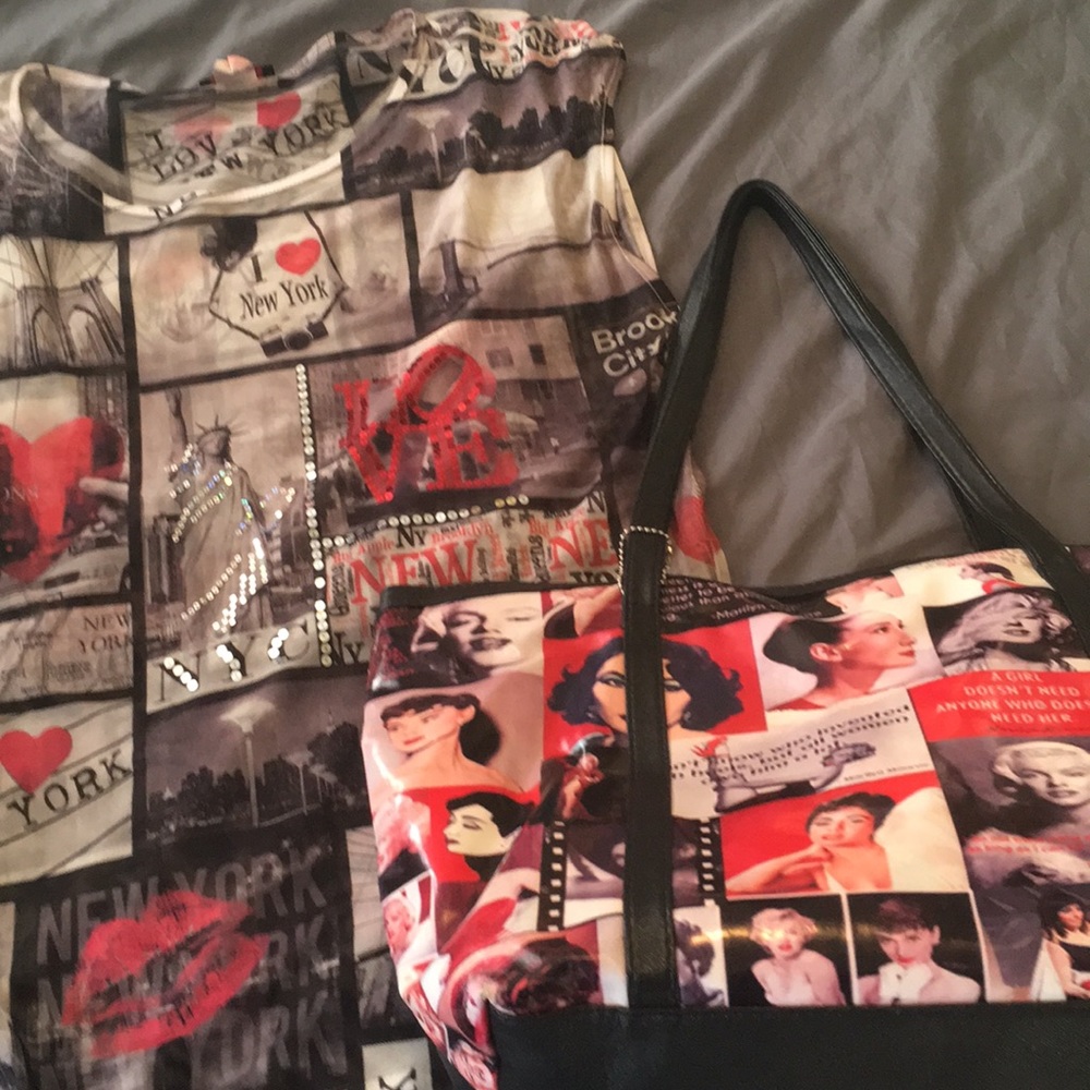Gorgeous New York shirt & hand bag stylish ππΉ - Picture 4 of 8